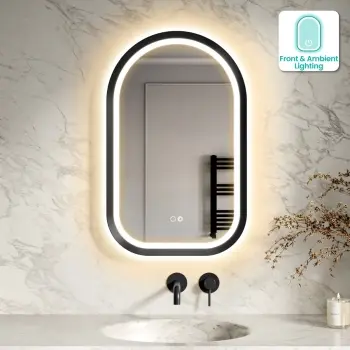 Isabel Matt Black Arched LED Mirror with Front & Back Illumination 800x500mm