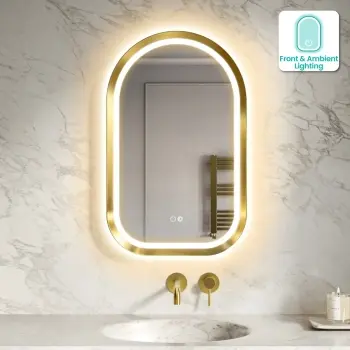 Isabel Brushed Brass Arched LED Mirror with Front & Back Illumination 800x500mm