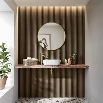 Trepanel Aqua 3D® Waterproof Walnut Brown Wood Effect Reeded Wall Panel 3 Pack (Covers 1.80 SQM)