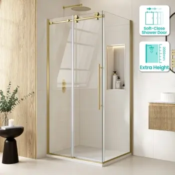 Prague Brushed Brass 8mm Sliding Shower Enclosure 1100x900mm
