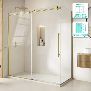 Prague Brushed Brass 8mm Sliding Shower Enclosure 1700x700mm