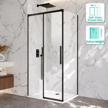 Lisbon Matt Black 8mm Sliding Shower Enclosure 1000x800mm