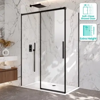 Lisbon Matt Black 8mm Sliding Shower Enclosure 1400x800mm