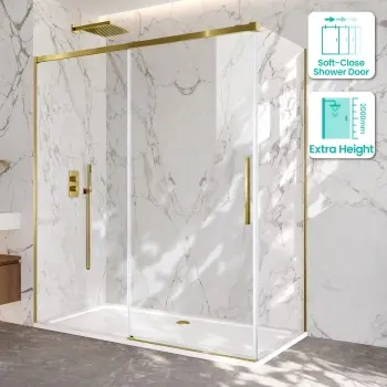 Lisbon Brushed Brass 8mm Sliding Shower Enclosure 1700x800mm