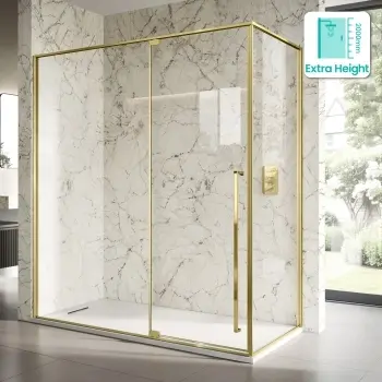 Cologne Brushed Brass Easy Clean 8mm Hinged Shower Enclosure 1800x900mm