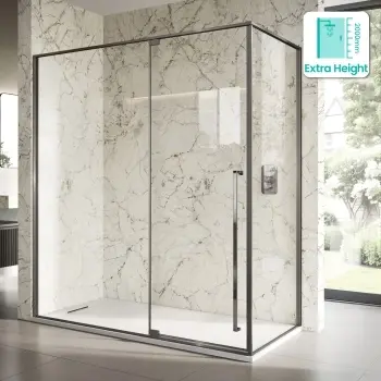 Cologne Brushed Gunmetal Easy Clean 8mm Hinged Shower Enclosure 1800x900mm