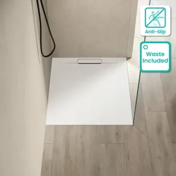 Tokyo Rectangular Matt White Slate Texture Stone Shower Tray 1000x800mm