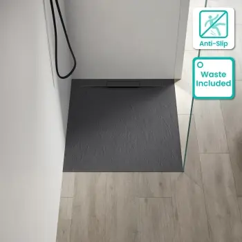 Tokyo Rectangular Matt Grey Slate Texture Stone Shower Tray 1000x700mm