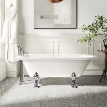 Abingdon 1700mm Single Ended Roll Top Bath - Chrome Feet