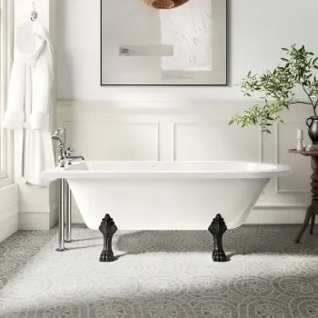 Abingdon 1700mm Single Ended Roll Top Bath - Black Feet