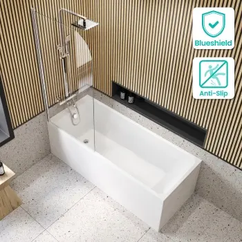Witney 1700x700 Square Shower Bath & 6mm Easy Clean Chrome Bath Screen
