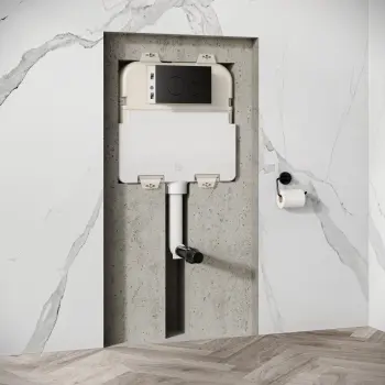 Idaho Pneumatic Concealed Cistern with Matt Black Flush Plate - Round Buttons