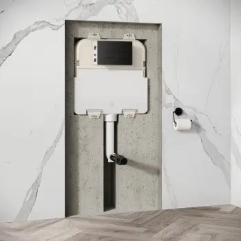 Idaho Pneumatic Concealed Cistern with Matt Black Flush Plate - Square Buttons