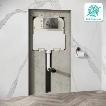 Idaho Pneumatic Concealed Cistern with Brushed Gunmetal Flush Plate - Round Buttons