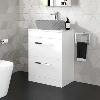 Avon Gloss White Drawer with Marble Top 600mm - Excludes Counter Top Basin