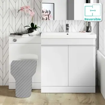 Trent Gloss White Basin Vanity and Back To Wall Unit 1300mm