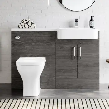 Harper Charcoal Elm Combination Vanity Basin and Atlanta Toilet 1200mm - Right Handed