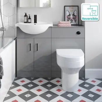 Quartz Stone Grey Combination Vanity Basin and Denver Toilet 1050mm - Black Accents