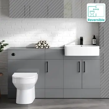 Harper Stone Grey Combination Vanity Basin and Miami Toilet 1500mm - Black Accents
