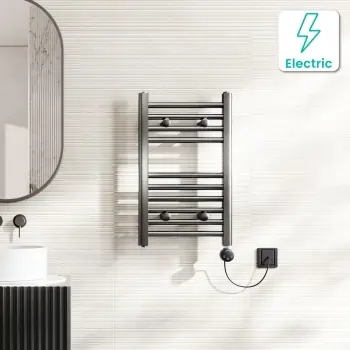 Naples Electric Premium Brushed Gunmetal Straight Heated Towel Rail 650x400mm