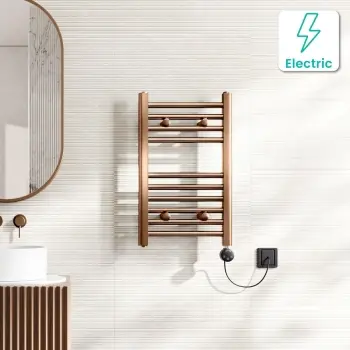 Naples Electric Premium Brushed Copper Straight Heated Towel Rail 650x400mm