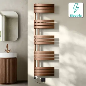 Seville Electric Brushed Copper Designer Flat Panel Heated Towel Rail 1600x450mm