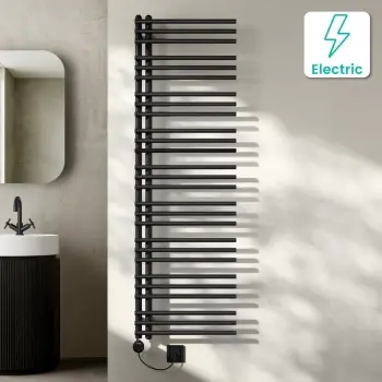 Cannes Electric Matt Black Designer Heated Towel Rail 1600x500mm
