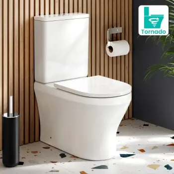Beverly Rimless Tornado Fully Back To Wall Close Coupled Toilet With Premium Soft Close Seat
