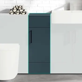 Harper Navy Blue Side Cabinet Unit 300mm - Black Accents