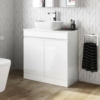 Trent Gloss White Vanity with Curved Counter Top Basin 800mm