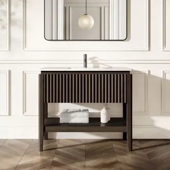 Maru Black Oak Carrara Marble Vanity Unit & Undermount Basin 1000mm