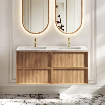 Bora Natural Oak Carrara Marble Wall Hung Vanity Drawer & Undermount Basin 1200mm