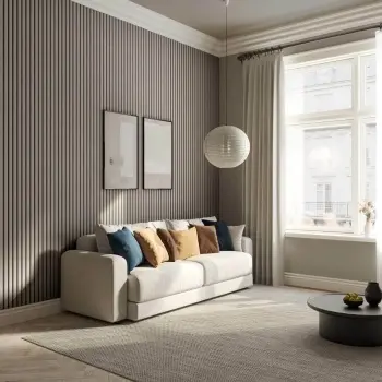 Trepanel® Texture Grey Taupe Woven Acoustic Wood & Felt Slat Panels