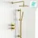 Suir Premium Brushed Brass Round Thermostatic Shower Set with Knurled Detailing