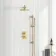 Suir Premium Brushed Brass Round Thermostatic Shower Set with Knurled Detailing