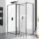 Munich Matt Black Framed 8mm Walk In Shower Enclosure 1100mm & 800mm Glass with Pivotal Return Panel