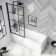 Hereford Square Shower Bath 1500x700 & 6mm Easy Clean Matt Black Grid Bath Screen
