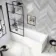 Hereford 1700x750 Square Shower Bath & 6mm Easy Clean Matt Black Grid Bath Screen