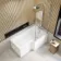 L Shaped 1500 Shower Bath with Front Panel & 6mm Easy Clean Screen with Rail - Right Handed