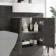 Harper Charcoal Elm Basin Vanity and Back To Wall Toilet Unit 1200mm - Black Accents - Right Handed