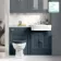 Monaco Inky Blue Combination Vanity Traditional Basin with Marble Top & Hudson Toilet with Wooden Seat 1200mm