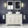 Lucia Chalk White Double Vanity with Marble Top & Round Counter Top Basin 1200mm - Brushed Brass Accents