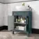 Bermuda Midnight Green Vanity with Marble Top & Oval Counter Top Basin 600mm - Brass Knurled Handles