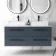 Elba Inky Blue Double Wall Hung Drawer Vanity with Marble Top & Cody Basin 1200mm - Black Accents