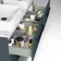 Elba Inky Blue Double Wall Hung Drawer Vanity with Marble Top & Cody Basin 1200mm - Black Accents