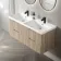 Crete Fluted Apex Oak Wall Hung Double Basin Drawer Vanity 1200mm