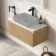 Malta Fluted Country Oak Wall Hung Drawer Vanity with Marble Top 800mm - Excludes Counter Top Basin