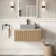Malta Fluted Country Oak Wall Hung Drawer Vanity with Marble Top 800mm - Excludes Counter Top Basin