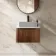 Sorrento Fluted Black Walnut Wall Hung Drawer Vanity with Marble Top 600mm - Excludes Counter Top Basin