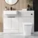 Sicily Fluted Coastal White Combination Vanity Basin and Houston Toilet 1200mm - Black Accents - Left Handed